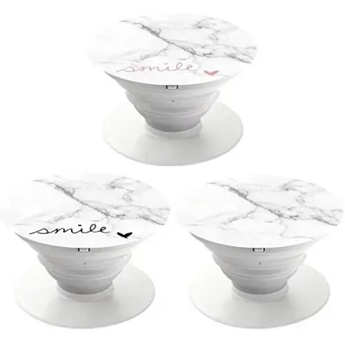 Cell Phones and Tablets Stand (3 Pack) - White Marble Rose Gold and Black Smile Heart
