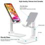 JIMO Adjustable Cell Phone Stand, Foldable Tablet Stand Portable Phone Holder for Desk Compatible with iPhone 11 Pro XS Max XR X Samsung Galaxy S10 S9&Tablets,White