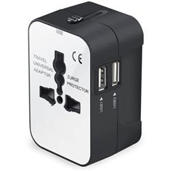 Travel Adapter, Universal International All-in-One Worldwide Travel Adaptor Wall Charger AC Power Plug Adapter Charger with Dual USB Port for USA UK EU AUS