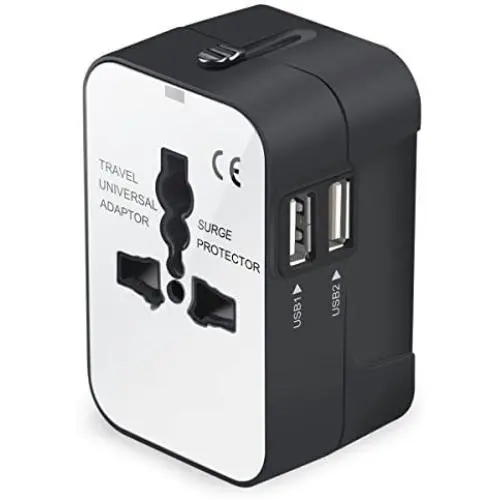 Travel Adapter, Universal International All-in-One Worldwide Travel Adaptor Wall Charger AC Power Plug Adapter Charger with Dual USB Port for USA UK EU AUS Travel Adapter, Universal International All-in-One Worldwide Travel Adaptor Wall Charger AC Power Plug Adapter Charger with Dual USB Port for USA UK EU AUS