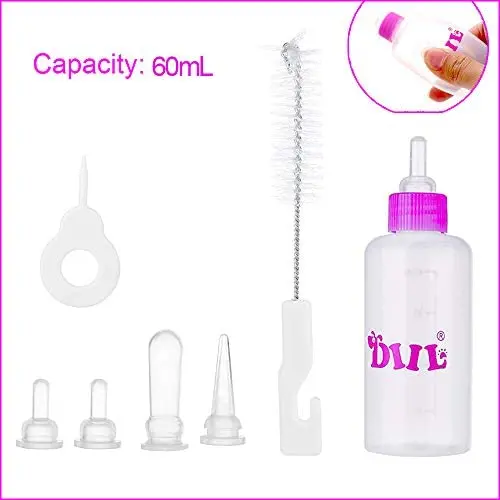 WEDAWN Pet Feeding Bottle Kit, Can Squeeze Liquid Cat Nursing Bottle Needle Tubing Kit and Replacement Mini Nipples for Kitten Puppy Small Pet Feeding Tool, 60ML /150ML WEDAWN Pet Feeding Bottle Kit, Can Squeeze Liquid Cat Nursing Bottle Needle Tubing Kit and Replacement Mini Nipples for Kitten Puppy Small Pet Feeding Tool, 60ML /150ML