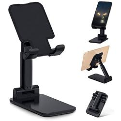 Cell Phone Stand,Solid Smartphone Holder Adjustable Dock Multi Purpose Cradle Compatible for iPhone 6 7 8 11 Pro Xs Max ipad Android Device Switch Tablet (Black)