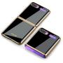 Phone Case Ultra-Thin Back Cover Tempered Glass Shell Electroplated PC Protector Fit for Samsung Galaxy Z Flip Phone Accessories (Black)
