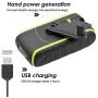 Solar Charger Hand-Crank Portable, 10000 mAh Solar Power Charger, 2020 Edition, Dual USB Output , LED Flashlight, 3 Power Modes, Mobile Phone Charger Waterproof for Indoor  Outdoor (Black)