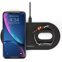 Wireless Charger for AirPods, ASSENIO 3 in 1 Wireless Charging Pad Compatible with iPhone 11, Pro Max/Xs/XR/X/ 8 Plus/ 8, Apple iWatch Series 5/4/3/2/1, Airpods,