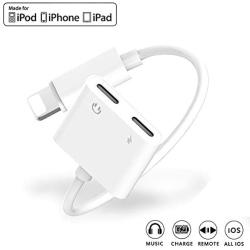 Headphones for iPhone 11 Adapter Dongle Dual Headphone Jack Adapter AUX Audio Car Charger Headphone Splitter Connectors for iPhone 11 Pro/11/SE/X/XR/XS Max/8/8 Plus/7/7 Plus Support iOS 12 System