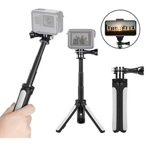 Taisioner Mini Selfie Stick Tripod Kit Two in One Compatible with Hero Action Camera and Cell Phone Accessories Taisioner Mini Selfie Stick Tripod Kit Two in One Compatible with Hero Action Camera and Cell Phone Accessories