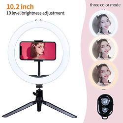 FAPO 10.2 Selfie Ring Light with Tripod Stand & Cell Phone Holder, Mini Led Camera Ring Light for Live Stream/Youtute/TikTok/Photography, 3 Light Modes& 10-Level Brightness