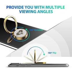 Phone Ring Holder Finger Kickstand, A-Maker 360° Rotation Metal Phone Ring Stand,Phone Ring Grip for Magnetic Car Mount Compatible with iPhone, Samsung Galaxy All Smartphone (Gold)
