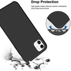 Anuck iPhone 11 Case, Anti-Slip Liquid Silicone Gel Rubber Bumper Case with Soft Microfiber Lining Cushion Slim Hard Shell Shockproof Protective Case Cover for Apple iPhone 11 6.1" 2019 - Black