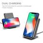 iOttie Ion Wireless Fast Charging Stand || Qi-Certified Charger 7.5W for Iphone XS Max R 8 Plus 10W for Samsung S9 Note 9 | Includes USB C Cable & AC Adapter | Ash