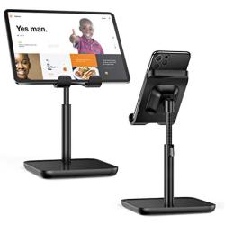 Cell Phone Stand [ Upgraded Height and Angle Adjustable ], YIKA Desk Phone Holder, Cradle [ Thick Case Friendly ], Compatible with All Mobile Phones/Kindle/Tablet/iPhone/Switch (4-9.7in)