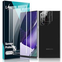 [4 Pack] L K 2 Pack Flexible TPU Film Screen Protector + 2 Pack Camera Lens Protector for Samsung Galaxy Note 20 Ultra 5G, [Alignment Frame] HD Clear Bubble Free Flexible TPU Film