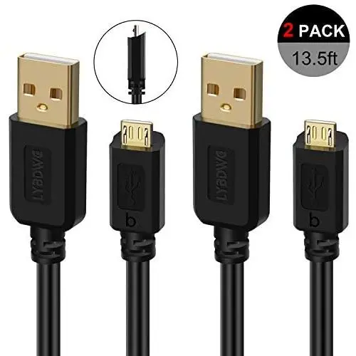 2 Pack LYBDWE 13.5Ft PS4 Controller Charger Cable,Play and Charger USB 2.0 High Speed Data Sync Cord Charging Cable for Sony Playstation 4/ PS4 Pro/ PS4 Slim/ PS4 Controllers(Black) 2 Pack LYBDWE 13.5Ft PS4 Controller Charger Cable,Play and Charger USB 2.0 High Speed Data Sync Cord Charging Cable for Sony Playstation 4/ PS4 Pro/ PS4 Slim/ PS4 Controllers(Black)