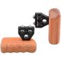 CAMVATE DSLR Wooden Handle Grip with Connector for DV Video Camera Cage(1 Pair)