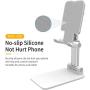 Cell Phone Stand, Jiduo Phone Holder Adjustable Height Smart Phone Accessories Compatible with Ipad Tablet for Desk Bedside Office Foldable (White)