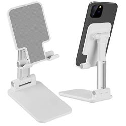 Cell Phone Stand for Desk, Marchero Foldable Desktop Adjustable Phone&Tablet Holder Cradle Compatible with iPhone 11 pro XS Max XR X Samsung Galaxy S10 S9,Nintendo Switch, Ipad Mini etc(White)