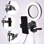WongPing 5.7" Ring Light with Tripod Stand for YouTube Video Selfie Live Stream and Makeup Dimmable LED Camera Light with Cellphone Holder Desktop 64 Led Lamp