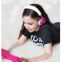 JuniorJams Volume Limiting Headphones for Kids 3+ Protect Hearing – Foldable & Adjustable Bluetooth Wireless Headphones for Tablets, Smartphones, PCs – 22-Hour Battery Life by Puro Sound Labs, Pink