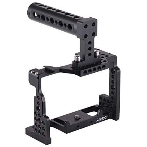 Andoer Camera Cage Stabilizer, Aluminum Alloy Camera Video Cage for Sony A7II/A7III/A7SII/A7M3/A7RII/A7RIII with Cold Shoe Mount and Top Handle