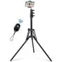 Selfie Stick Tripod, 63" Extendable Tripod Stand with Wireless Remote for iPhone & Android Phone, Camera, Metal Lightweight - Black
