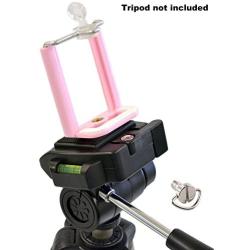 DaVoice Cell Phone Tripod Adapter Mount Holder Clamp Compatible with iPhone X XS Max XR Se 8 7 6 Plus Samsung Galaxy S9 S8 S7 Adjustable Smartphone Bracket Clip Cellphone Attachment (Light Pink)