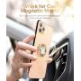 GVIEWIN Cell Phone Ring Holder Finger Kickstand, 180° Rotation Metal Flower Ring Grip for Magnetic Car Mount Compatible with All Smartphones Adhesive to All Phone Cases (Petite Flowers/Pink)