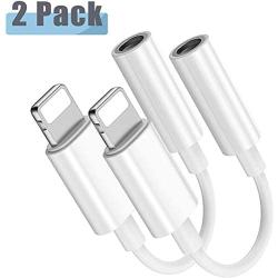 【2 Pack】 for iPhone Headphone Adapter to 3.5mm Jack Earphones Adapter, 3.5mm Earphones/Headphone Aux Audio Cable Compatible with iPhone 11/Xs Max/XR/X/8P/ 8/7P/7 Supports iOS 11 or Later