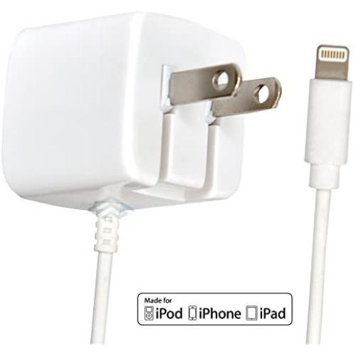 Apple Certified iPhone Lightning Charger - Wall Plug with 6 Foot Cable - for iPhone 11 Pro XS Max X XR XS SE 8 Plus 7 6S 6 5S 5 5C - 2.1a Rapid Power - Take for Travel - White
