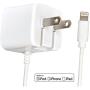 Apple Certified iPhone Lightning Charger - Wall Plug with 6 Foot Cable - for iPhone 11 Pro XS Max X XR XS SE 8 Plus 7 6S 6 5S 5 5C - 2.1a Rapid Power - Take for Travel - White