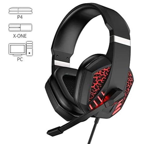 7100 Surround Gaming Headset Suitable for PS4 Xbox One Handle and Host Computer，PC、 Mac， be provided with Noise Reduction Microphone 、 with LED Color Light for Game Competition