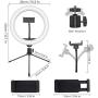 QI-EU Ring Light with Tripod Stand & Phone Holder, 10.2" Selfie Ring Light for Live Stream/YouTube/Photography, Desk Makeup Ring Light 3 Colors & 10 Brightness Level Compatible with iPhone/Android