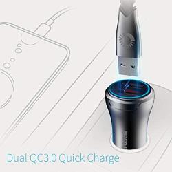 Metal Car Charger Fast Charge, SUPERONE Quick Charge 3.0 24W Dual USB Car Charger Adapter, Compatible with Any iPhone/Galaxy etc.