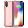 QTshine Battery Case for iPhone X/XS/10, Newest [6500mAh] Protective Portable Charging Case Rechargeable Extended Battery Pack for Apple iPhone X/XS/10(5.8) Backup Power Bank Cover - Rose Gold