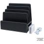 MobileVision Charging Station Slim Black Faux Leather Executive Multi Device Organizer for Smartphones Tablets & Laptops Includes Charging Strip Combo
