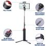 TWING Selfie Stick Tripod Bluetooth All in 1 Extendable Selfie Stick Wireless Remote and Tripod，Rechargeable LED Fill Light，Extends to 39.4"，Selfie Stick for iPhone/Android Devices (Black)