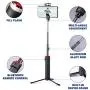 TWING Selfie Stick Tripod Bluetooth All in 1 Extendable Selfie Stick Wireless Remote and Tripod，Rechargeable LED Fill Light，Extends to 39.4"，Selfie Stick for iPhone/Android Devices (Black)