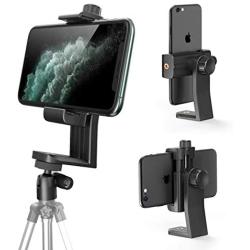 Phone Tripod Mount Adapter with 360 Degree Swivel Ball Head + Phone Clamp, KDD Adjustable iPhone Tripod Mount for iPhone 11 Pro Max, Samsung and Other Smartphones