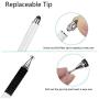 Capacitive Disc Stylus Pens, 2 in 1 Universal Stylist Pens for All Capacitive Touch Screens Cell Phones, iPad, Tablet, Laptops with 6 Replacement Tips by Domiy (Black/White)