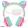 Riwbox Bluetooth Headphones, Riwbox CT-7 Cat Ear LED Light Up Wireless Foldable Headphones Over Ear with Microphone and Volume Control for iPhone/iPad/Smartphones/Laptop/PC/TV (Pink&Green) Riwbox Bluetooth Headphones, Riwbox CT-7 Cat Ear LED Light Up Wireless Foldable Headphones Over Ear with Microphone and Volume Control for iPhone/iPad/Smartphones/Laptop/PC/TV (Pink&Green)