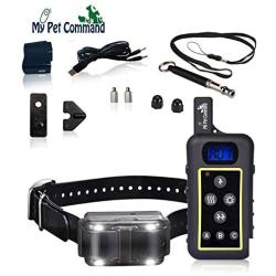 My Pet Command 1.25 Mile (6600 Ft) Dog Training Collar Safe Dog Shock Collar with Remote Shock, Vibrate, Tone and Flashing Beacon Lights Waterproof Rechargeable Dog Hunting add Up to 3 Collars Bonus