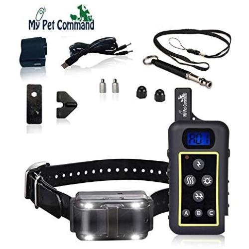 My Pet Command 1.25 Mile (6600 Ft) Dog Training Collar Safe Dog Shock Collar with Remote Shock, Vibrate, Tone and Flashing Beacon Lights Waterproof Rechargeable Dog Hunting add Up to 3 Collars Bonus