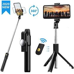 Selfie Stick, Extendable Selfie Stick Tripod with Detachable Wireless Remote and Tripod Stand Selfie Stick for iPhone X/iPhone 8/8 Plus/iPhone 7S9/S9 Plus/S8/S8 Plus/Note8,Huawei,More (Black)