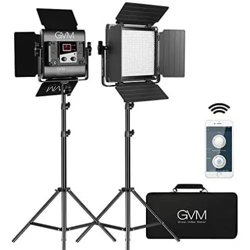 GVM 560 LED Video Light, Dimmable Bi-Color, Photography Lighting with APP Control, Video Lighting Kit for YouTube Outdoor Studio, 2 Packs Led Panel Light, 2300K-6800K, CRI 97+ GVM 560 LED Video Light, Dimmable Bi-Color, Photography Lighting with APP Control, Video Lighting Kit for YouTube Outdoor Studio, 2 Packs Led Panel Light, 2300K-6800K, CRI 97+