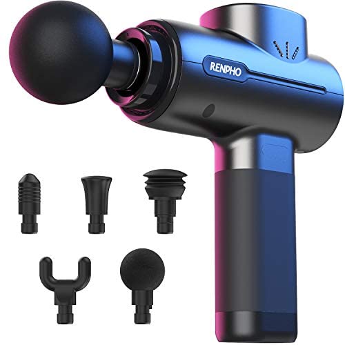 RENPHO Massage Gun Deep Tissue, Portable Massager Gun Deep Tissue Weighted Only 1.5lbs, Handheld Percussion Massage Gun Muscle for Home Gym Office Post-Workout Recovery Pain Soreness Relief