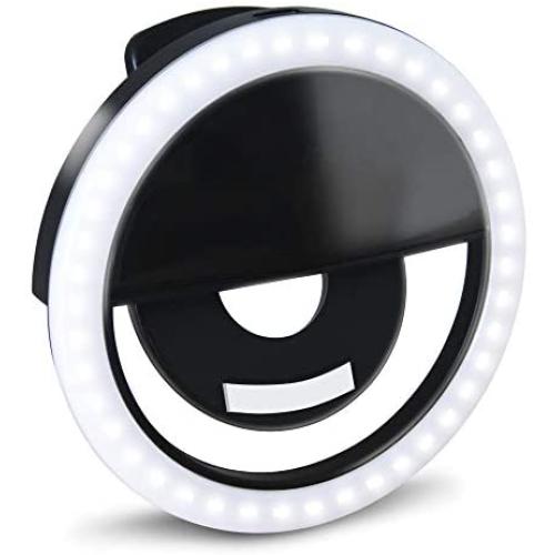 GLOUE Selfie Light Ring Led Circle Clip-on Selfie Fill Light with 36 Led Bubbles USB Rechargeable Portable for iPhone Smart Phones, Pads, Makeup Mirrors-Black 1 Pack GLOUE Selfie Light Ring Led Circle Clip-on Selfie Fill Light with 36 Led Bubbles USB Rechargeable Portable for iPhone Smart Phones, Pads, Makeup Mirrors-Black 1 Pack