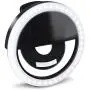 GLOUE Selfie Light Ring Led Circle Clip-on Selfie Fill Light with 36 Led Bubbles USB Rechargeable Portable for iPhone Smart Phones, Pads, Makeup Mirrors-Black 1 Pack