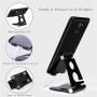 Adjustable Tablet Stand, Foldable Cell Phone Stand Holder Dock, Aluminum Universal Desk Stand Fit for iPhone,iPad,Tablet Display, Desktop Holder for Kindle Fire,Nitendo Switch,All Mobile Phone, Black