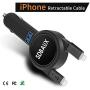 SDBAUX Car Charger,Quick Charge 3.1A/15W with 2.3ft Dual Retractable Cable,Compatible/Replacement for iPad iPod Phone 11 XS Max XR X 8 7 6 Plus 5s,1 USB Port for Samsung Galaxy LG Google Pixel & More