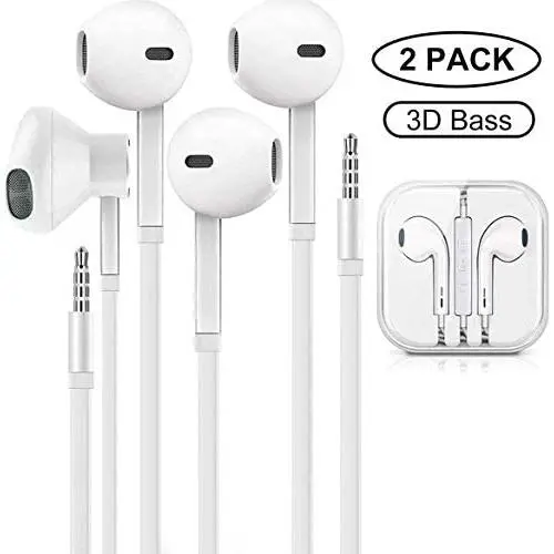 MOPIDICK 3.5mm in-Ear Wired Noise Cancellation Earbuds/Earphones/Headphones with Remote & Micphone Compatible with iPhone 6s plus/6/5s/5c/Pad/S10 Android All 3.5 mm Audio Devices (2 Pack)-white-01 MOPIDICK 3.5mm in-Ear Wired Noise Cancellation Earbuds/Earphones/Headphones with Remote & Micphone Compatible with iPhone 6s plus/6/5s/5c/Pad/S10 Android All 3.5 mm Audio Devices (2 Pack)-white-01